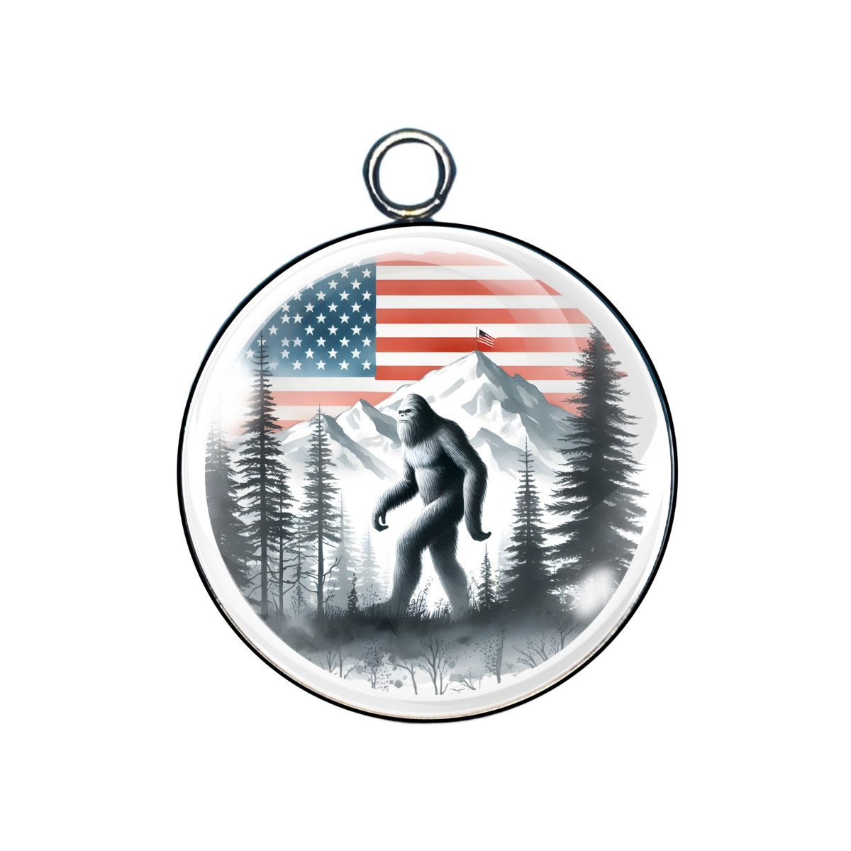 Patriotic Bigfoot Glass Cabochon Charms