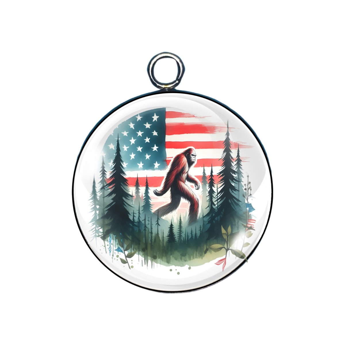 Patriotic Bigfoot Glass Cabochon Charms