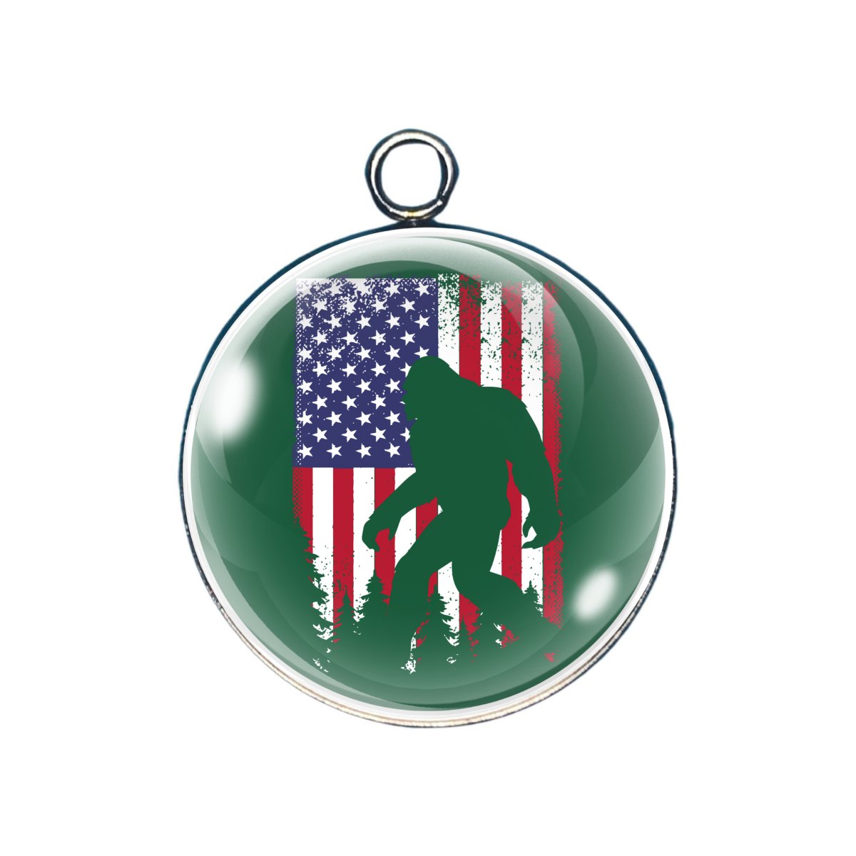 Patriotic Bigfoot Glass Cabochon Charms