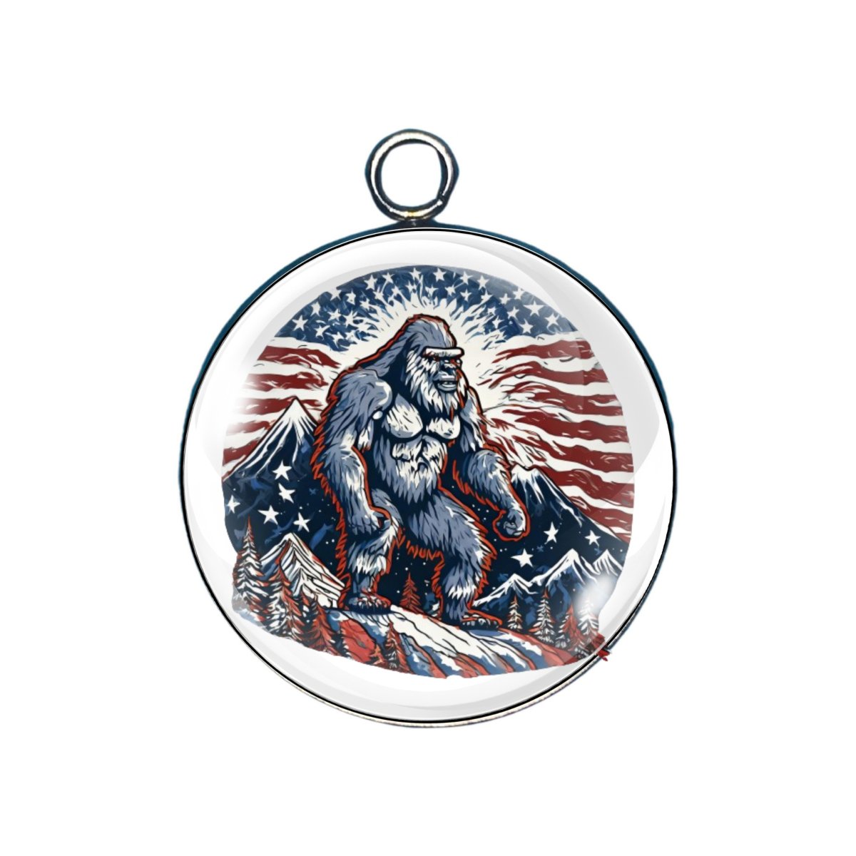 Patriotic Bigfoot Glass Cabochon Charms