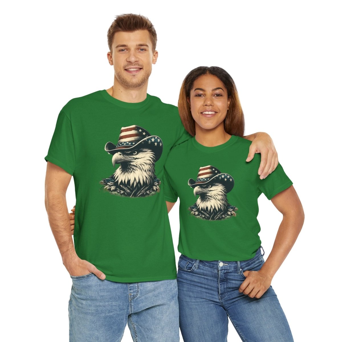 Patriotic Eagle Tee – USA Flag Cowboy Hat Design for Bold American Spirit