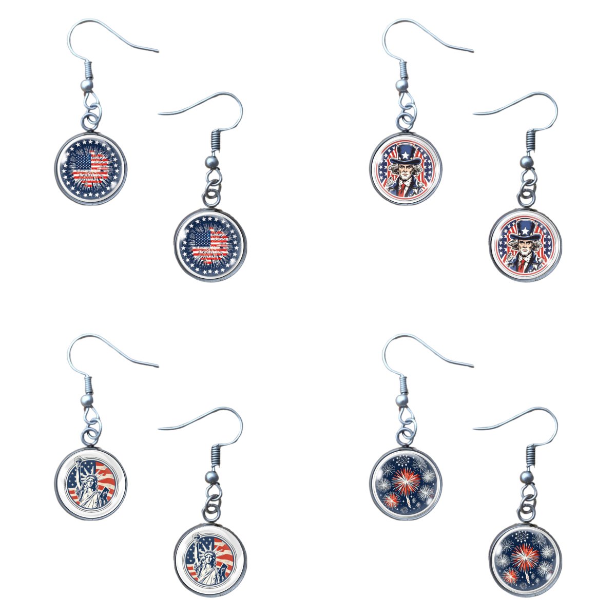 Patriotic glass cabochon charm earrings