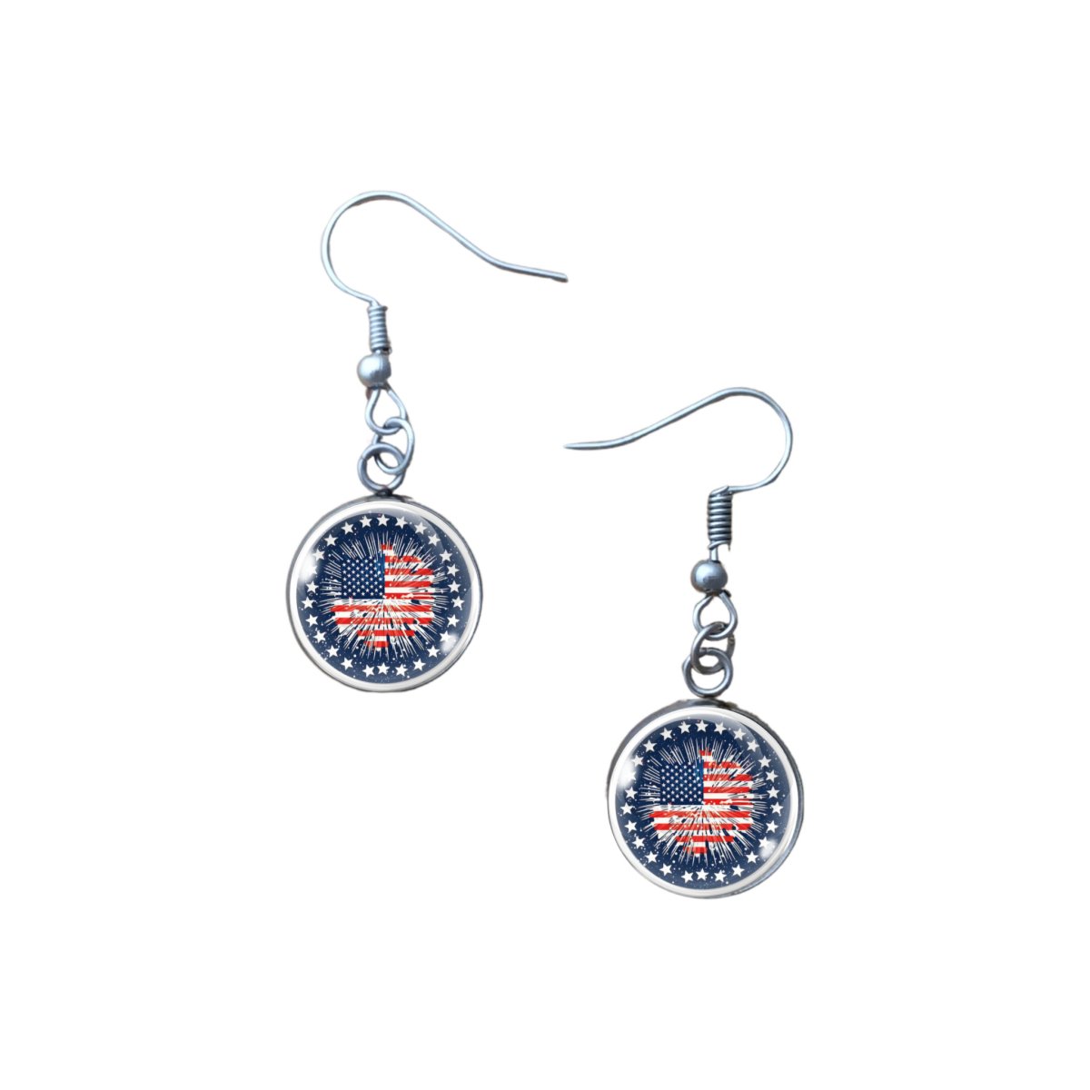 Patriotic glass cabochon charm earrings