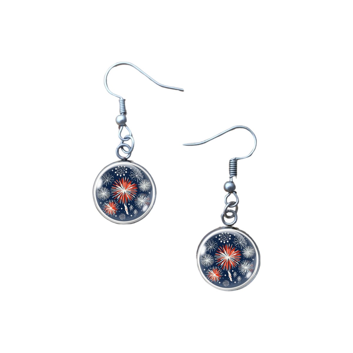 Patriotic glass cabochon charm earrings