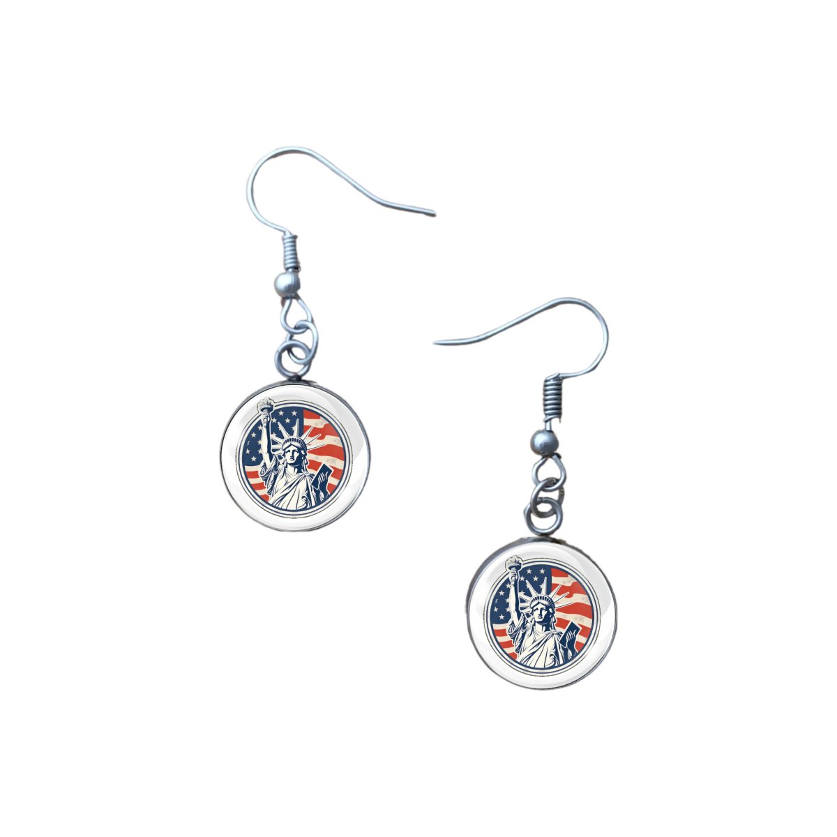 Patriotic glass cabochon charm earrings