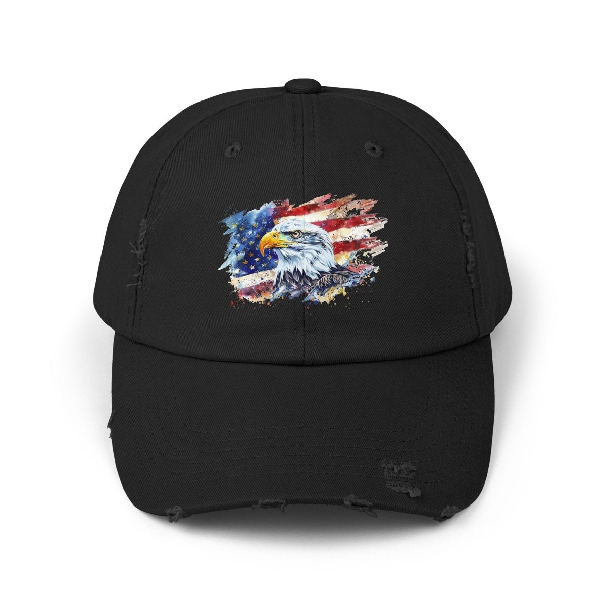 Patriotic Unisex Distressed Cap, American Flag Hat, Eagle Design, Vintage