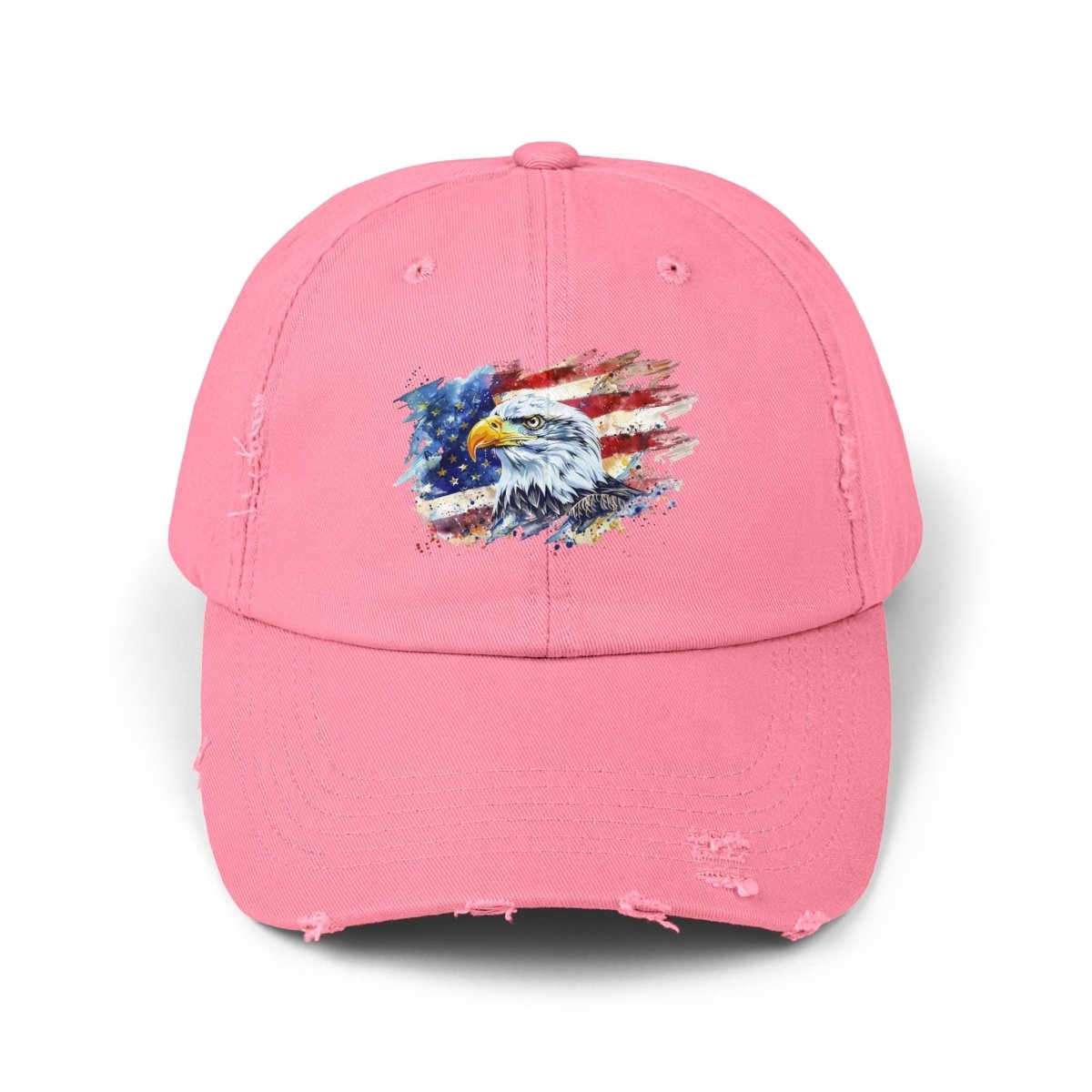 Patriotic Unisex Distressed Cap, American Flag Hat, Eagle Design, Vintage