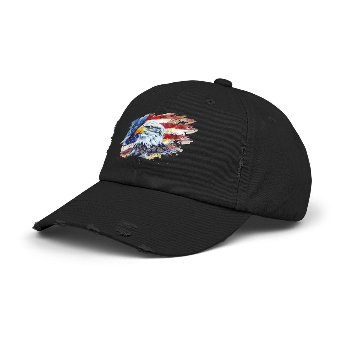 Patriotic Unisex Distressed Cap, American Flag Hat, Eagle Design, Vintage