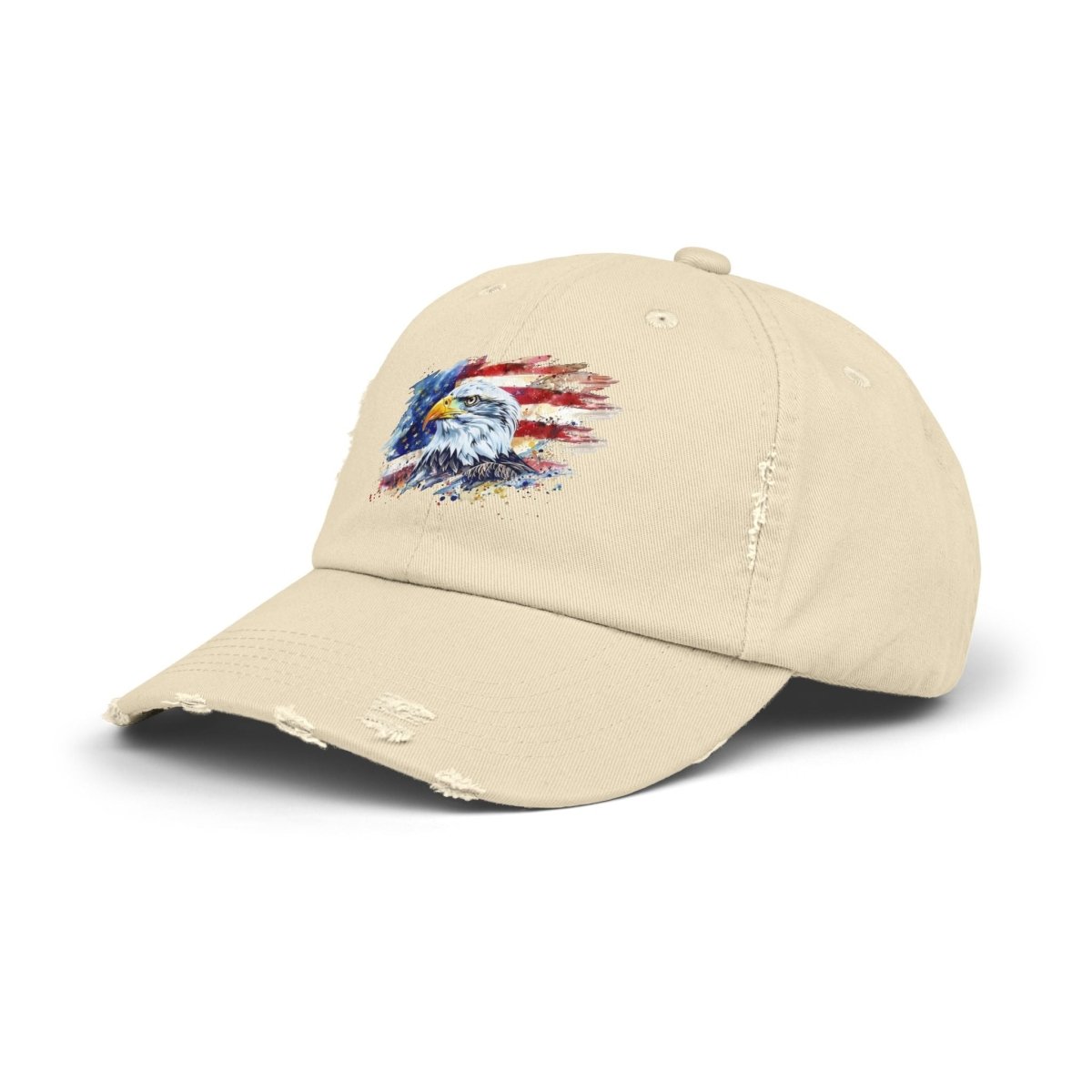 Patriotic Unisex Distressed Cap, American Flag Hat, Eagle Design, Vintage
