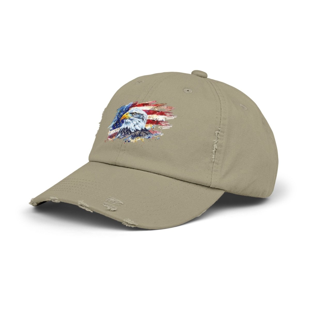 Patriotic Unisex Distressed Cap, American Flag Hat, Eagle Design, Vintage