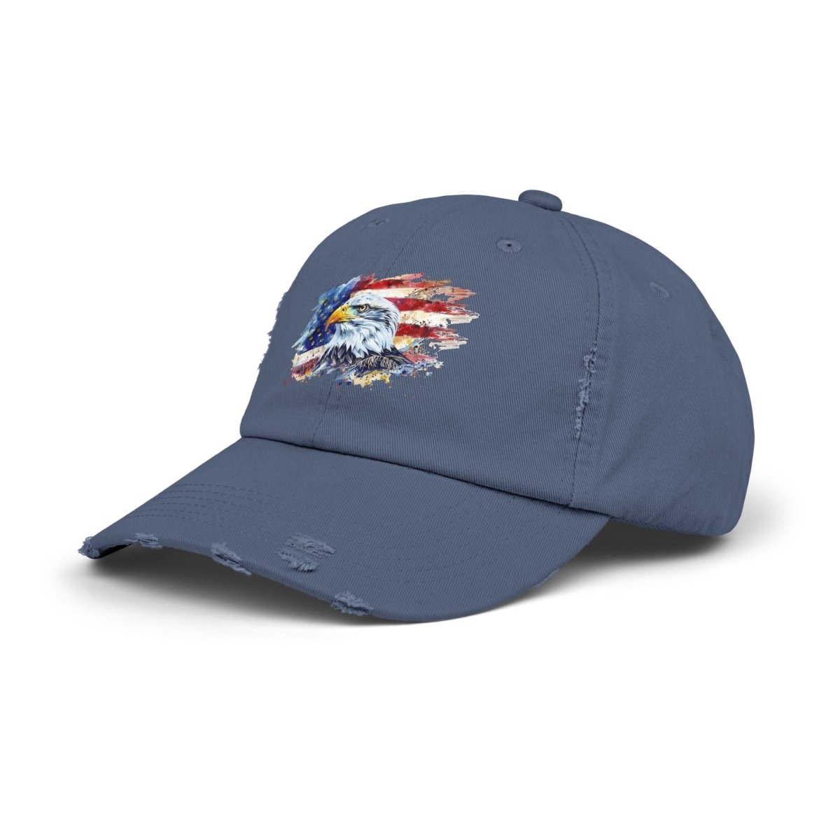 Patriotic Unisex Distressed Cap, American Flag Hat, Eagle Design, Vintage