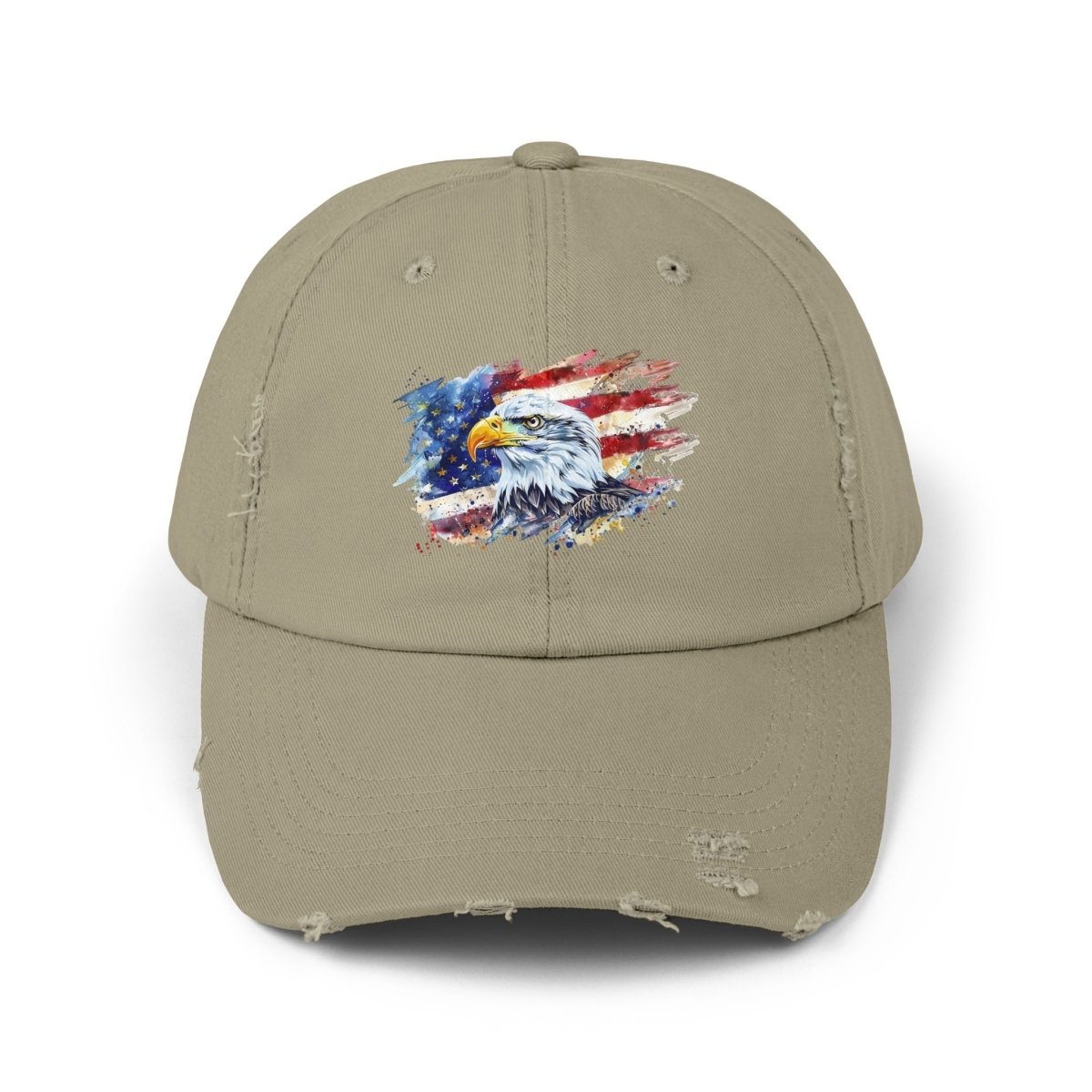 Patriotic Unisex Distressed Cap, American Flag Hat, Eagle Design, Vintage