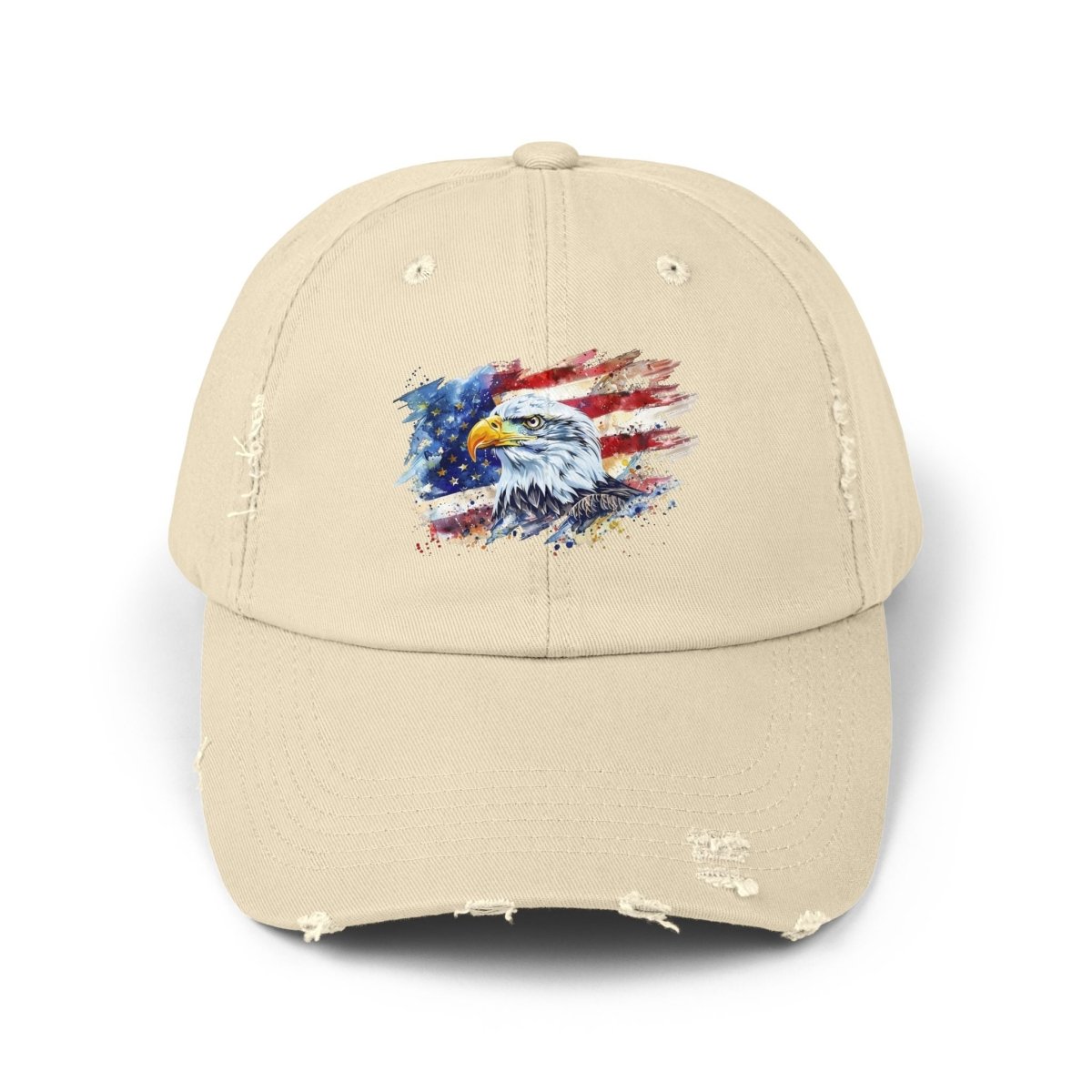 Patriotic Unisex Distressed Cap, American Flag Hat, Eagle Design, Vintage