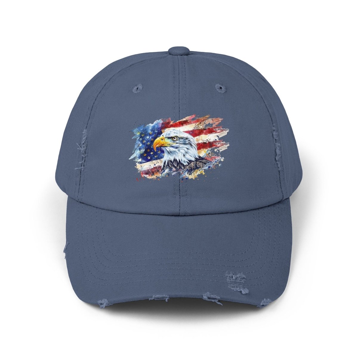 Patriotic Unisex Distressed Cap, American Flag Hat, Eagle Design, Vintage