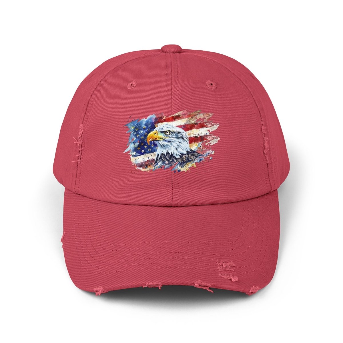 Patriotic Unisex Distressed Cap, American Flag Hat, Eagle Design, Vintage