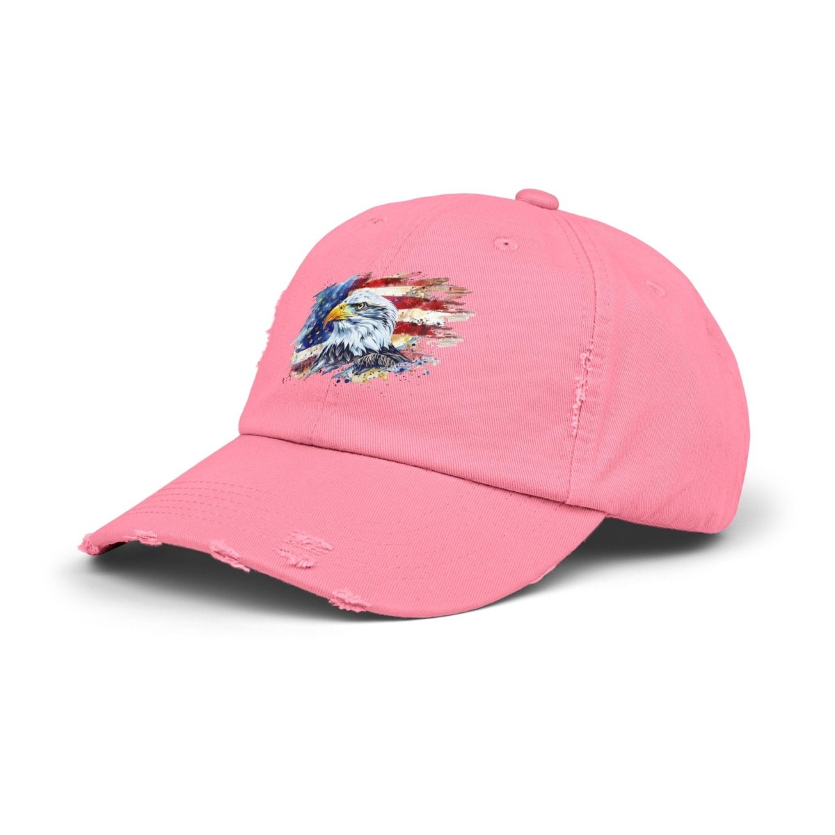 Patriotic Unisex Distressed Cap, American Flag Hat, Eagle Design, Vintage