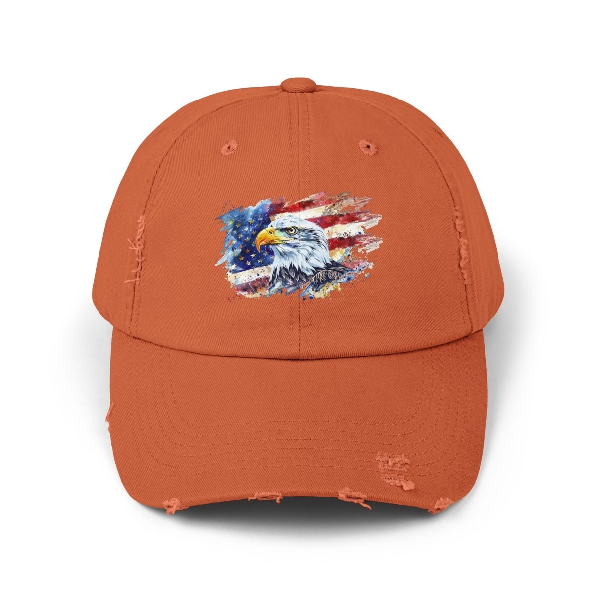 Patriotic Unisex Distressed Cap, American Flag Hat, Eagle Design, Vintage