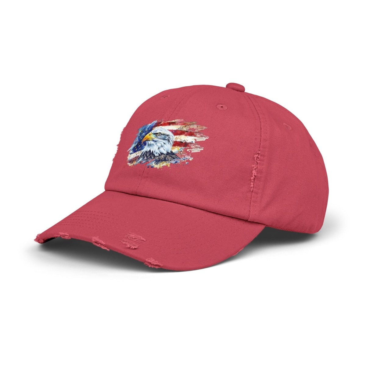Patriotic Unisex Distressed Cap, American Flag Hat, Eagle Design, Vintage