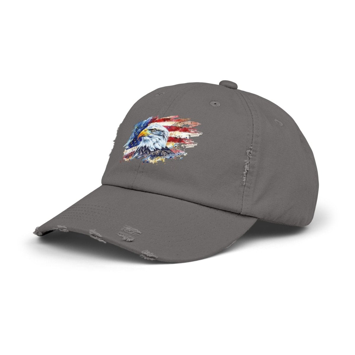 Patriotic Unisex Distressed Cap, American Flag Hat, Eagle Design, Vintage