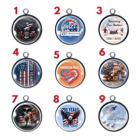 charm collection celebrating America’s 250th anniversary with patriotic 1776–2026 designs