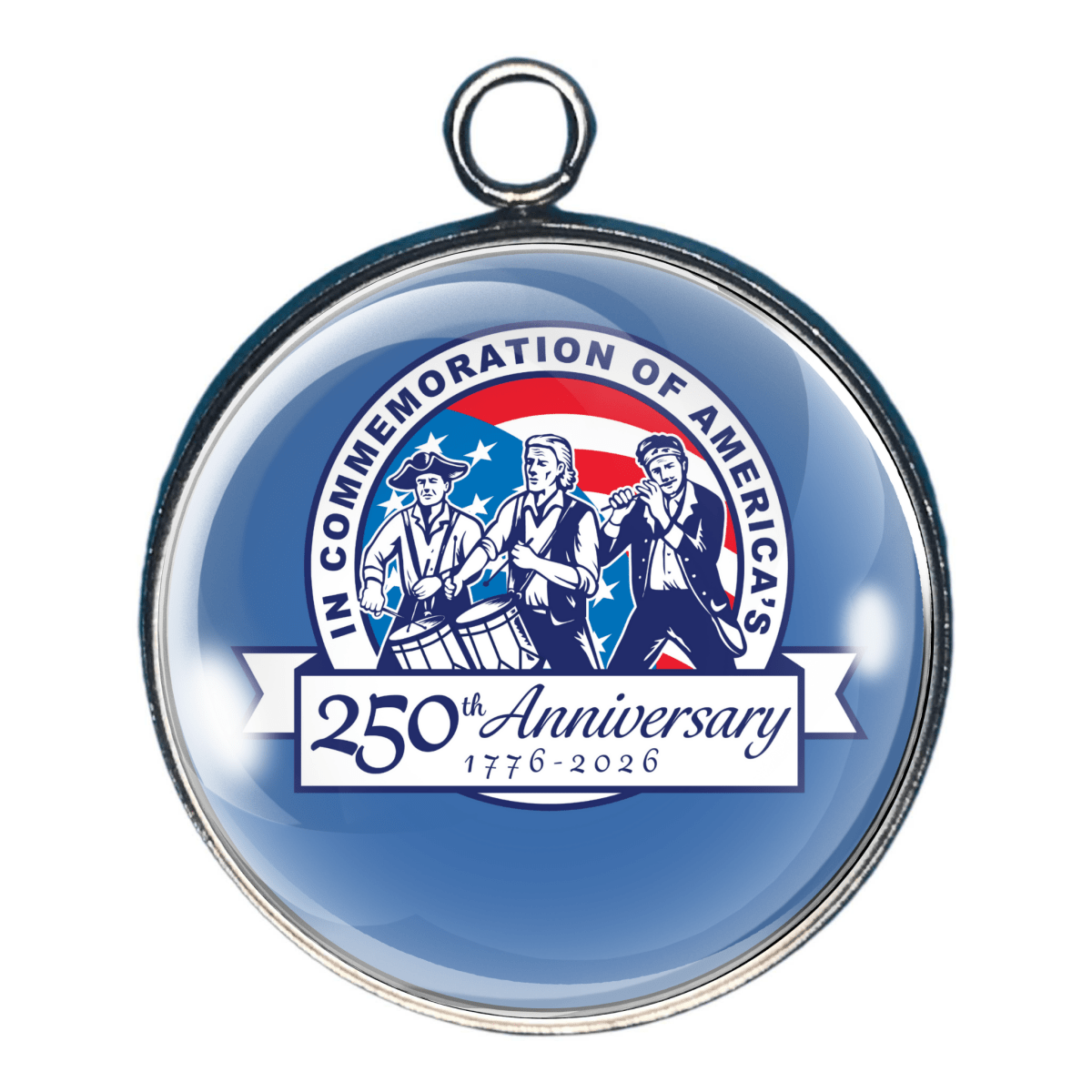 charm of America 250th anniversary commemorative seal 1776–2026 with a retro nod