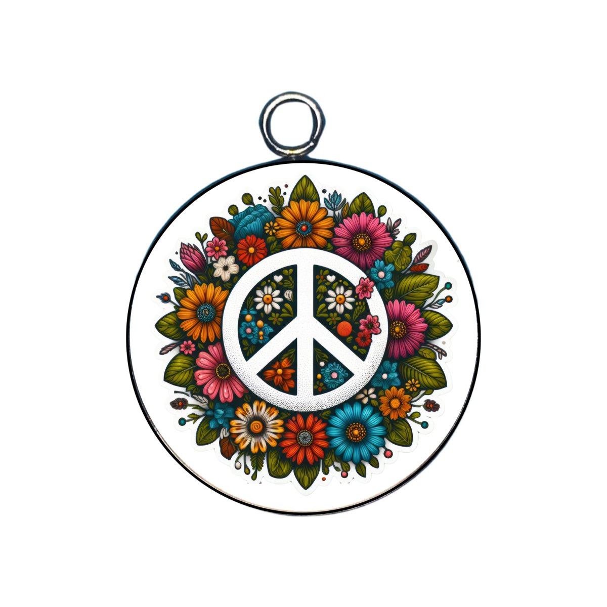 peace glass cabochon charm