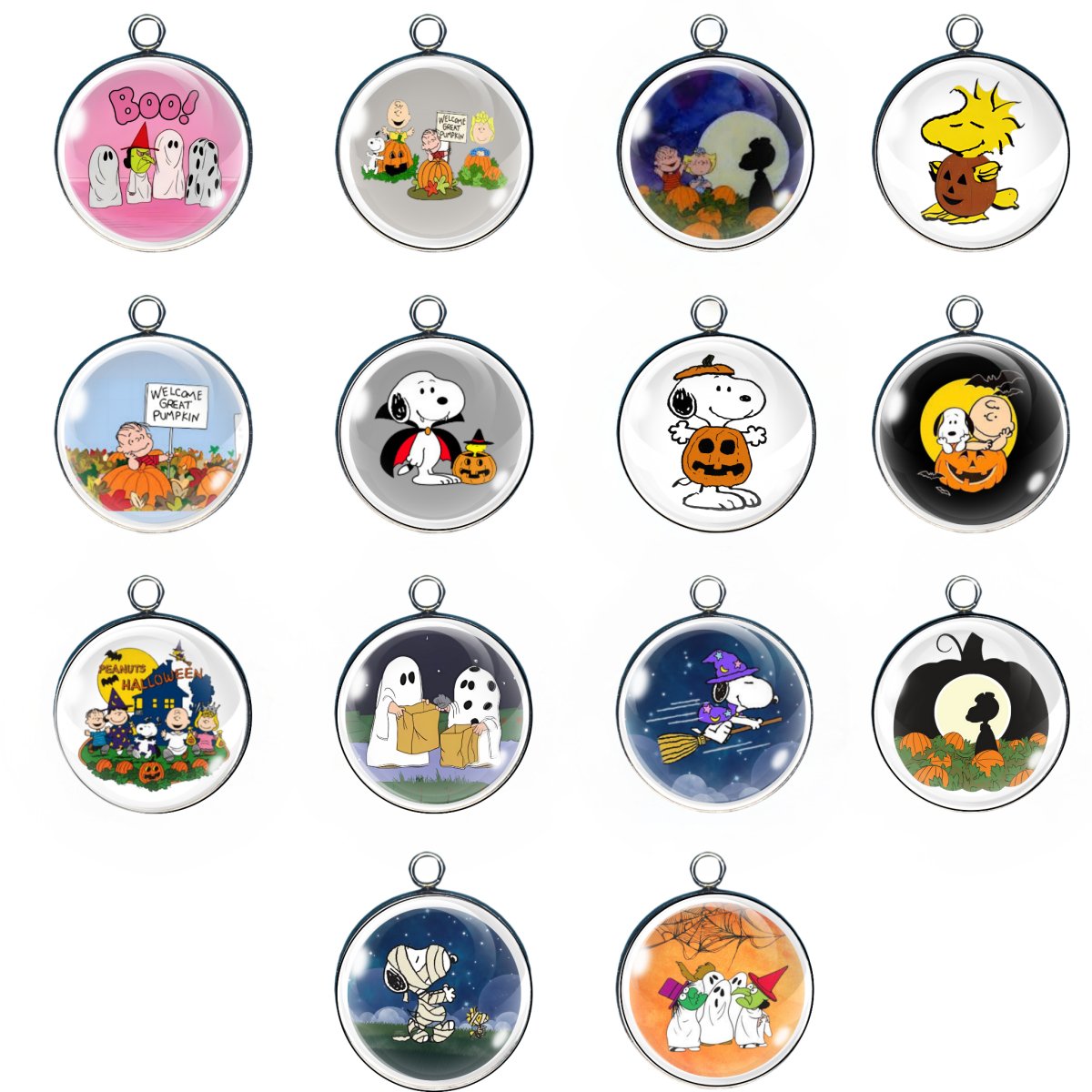 Peanuts halloween glass cabochon charms