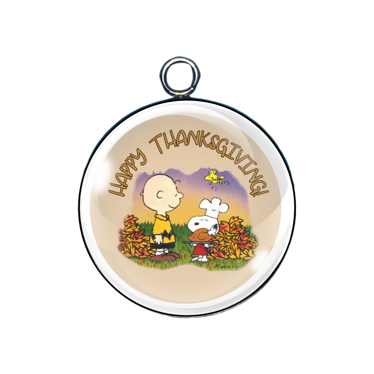 Peanuts Thanksgiving Glass Cabochon Charms