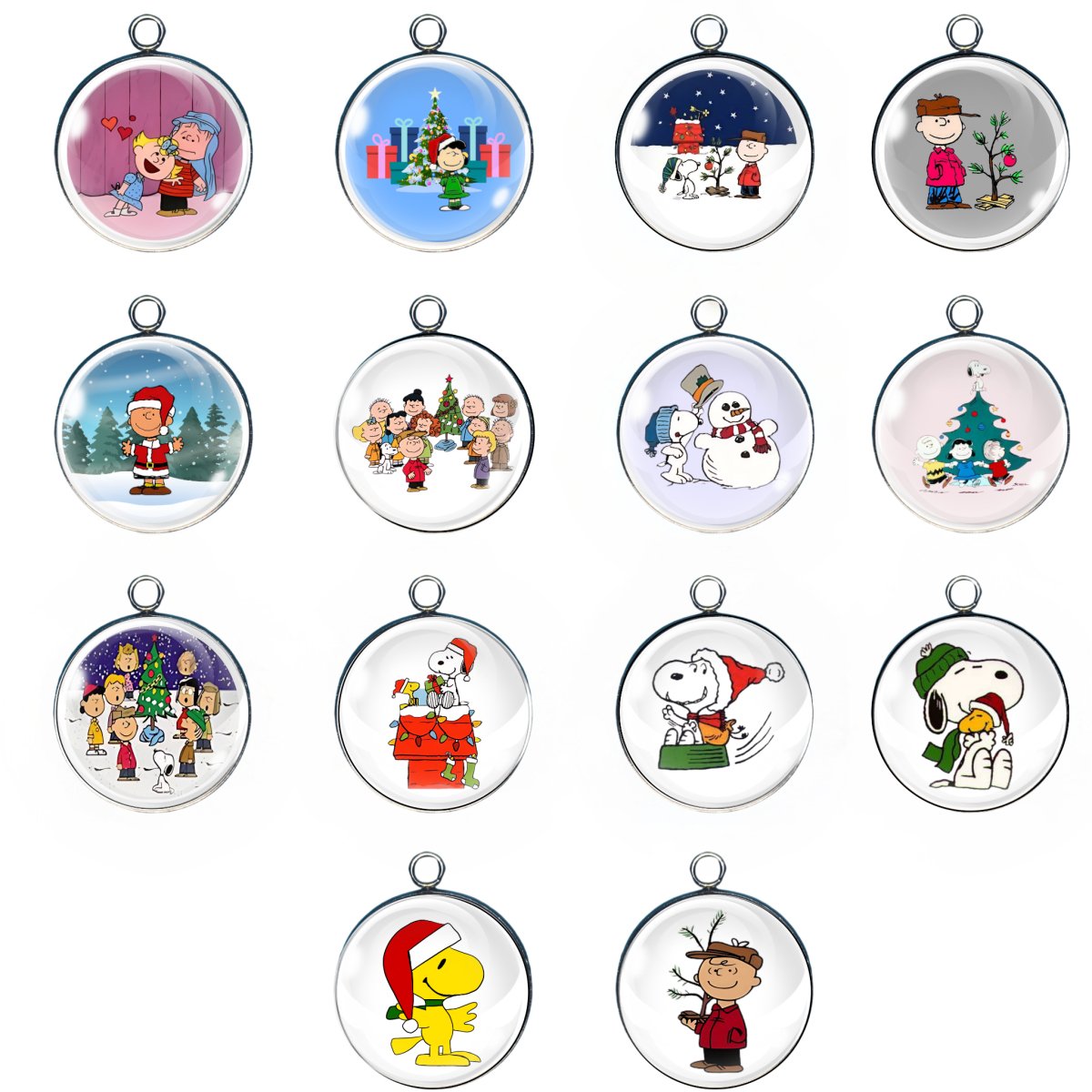 PeanutsChristmas Glass Cabochon Charms