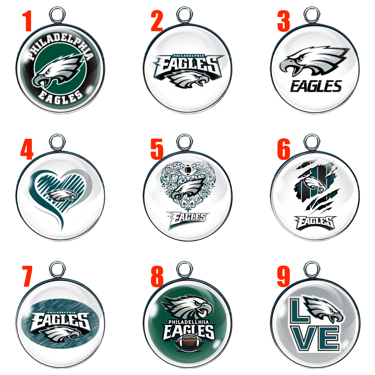 Philadelphia Eagles Glass Cabochon Charms