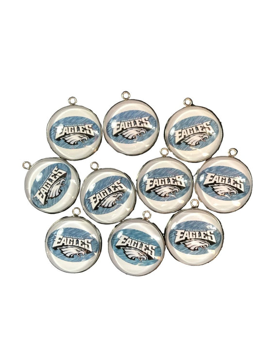 Philadelphia Eagles Pendant Bundle (10pc) 25mm Silver Cabochon Charms – Clearance Deal