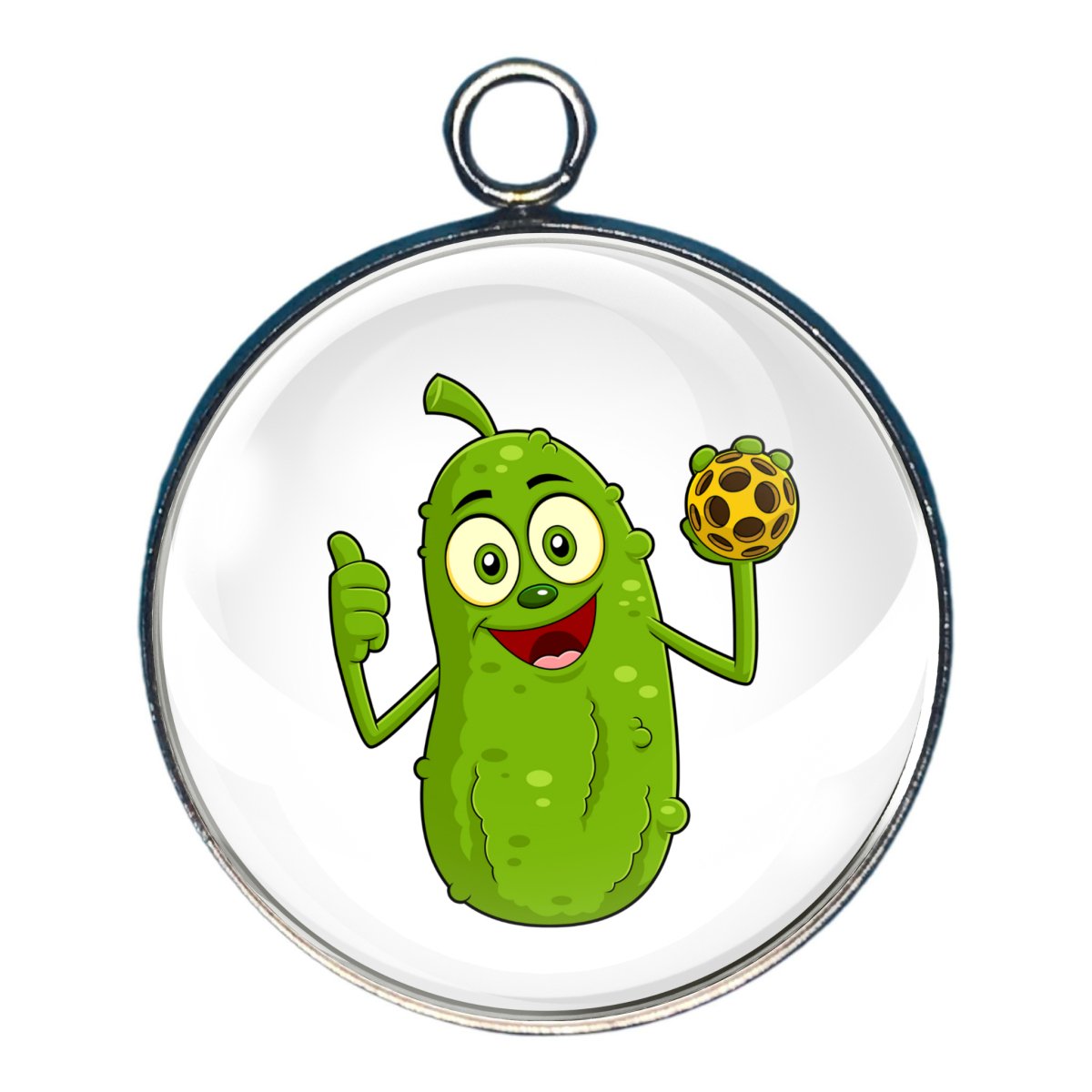 Pickles playing Pickleball Glass Cabochon Charms