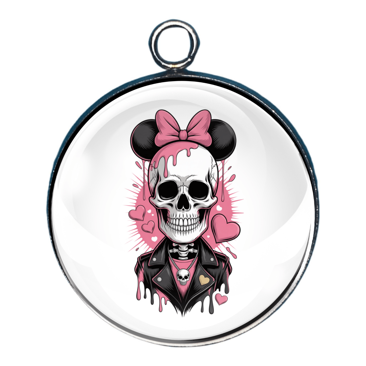 Charm of a Glam skeleton girl with pink bow and mouse ears