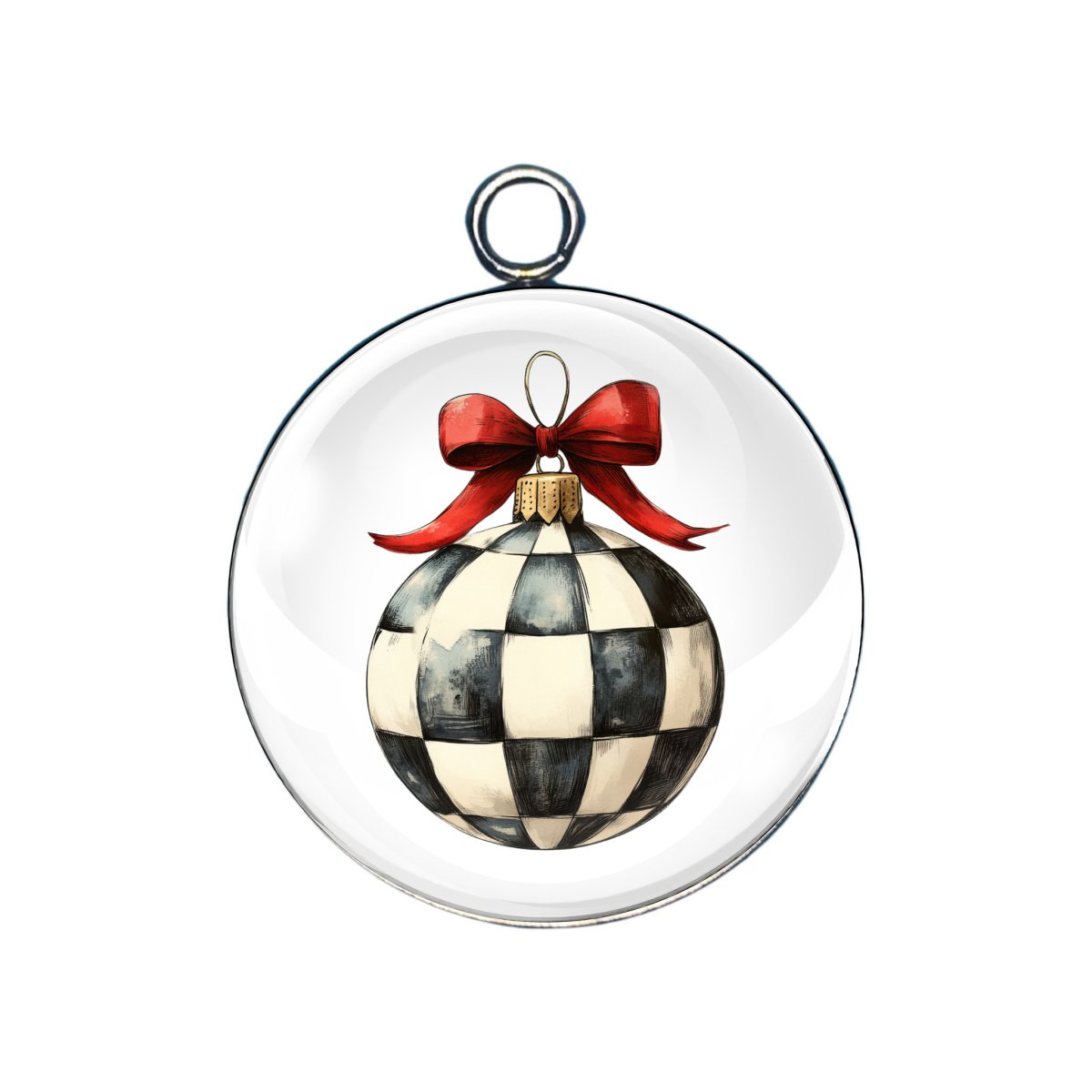 Plaid Christmas Glass Cabochon Charms