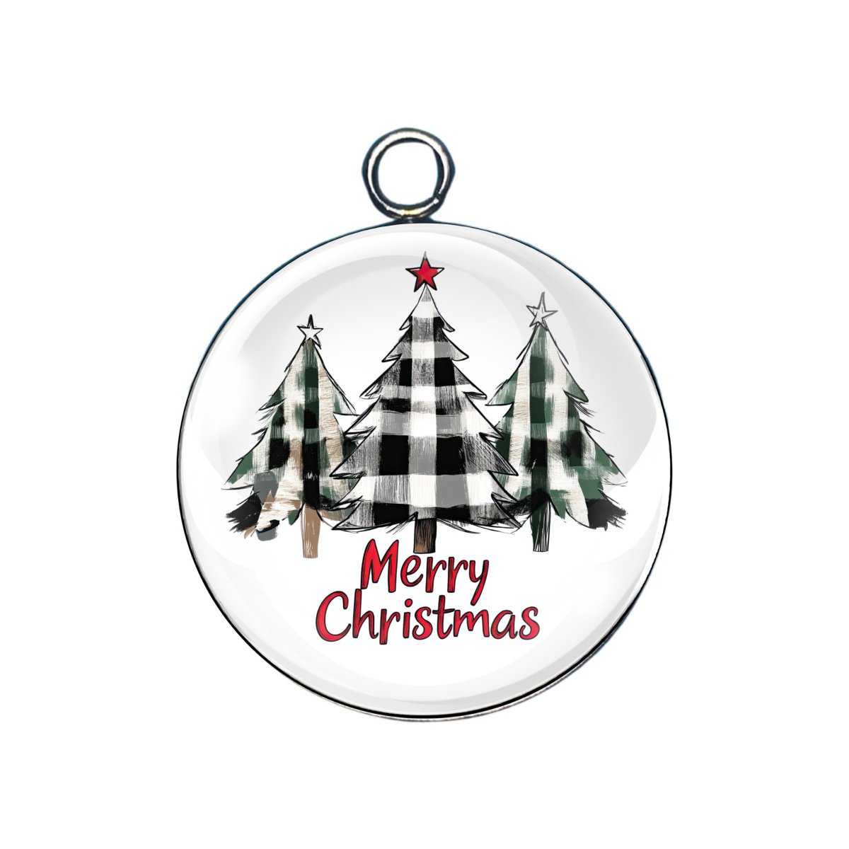  PLAID CHRISTMAS GLASS CABOCHON CHARM