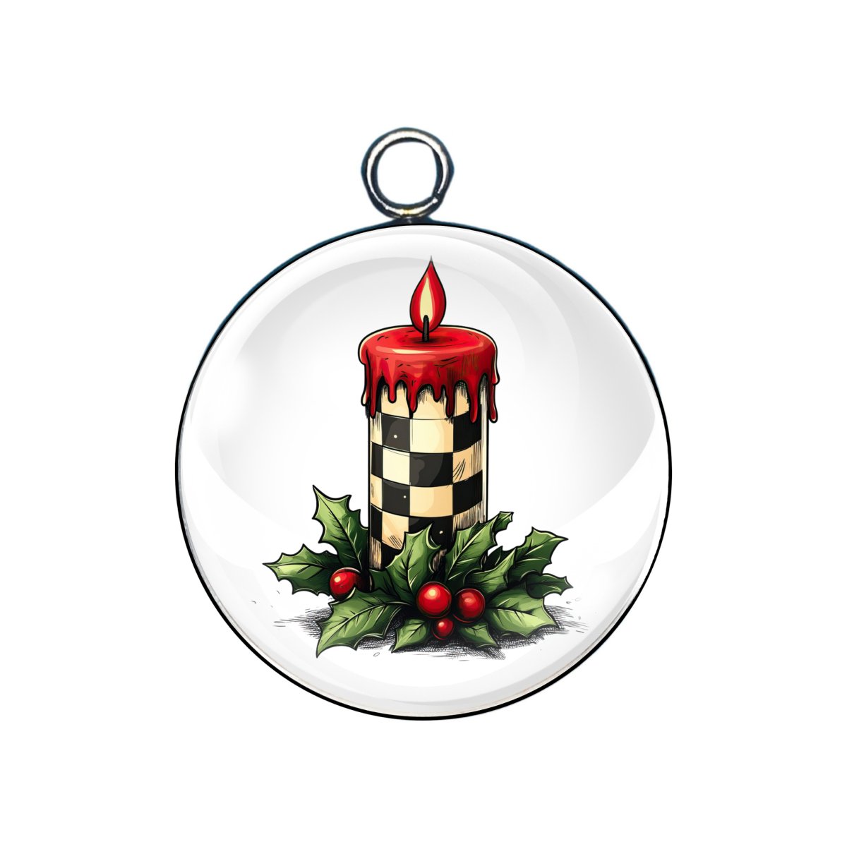  PLAID CHRISTMAS GLASS CABOCHON CHARM