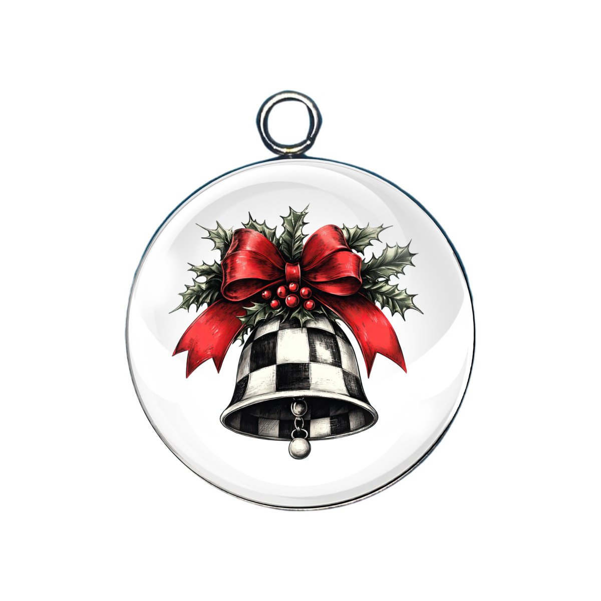  PLAID CHRISTMAS GLASS CABOCHON CHARM