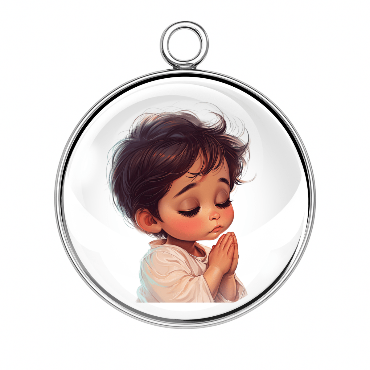 Praying boy charm with folded hands