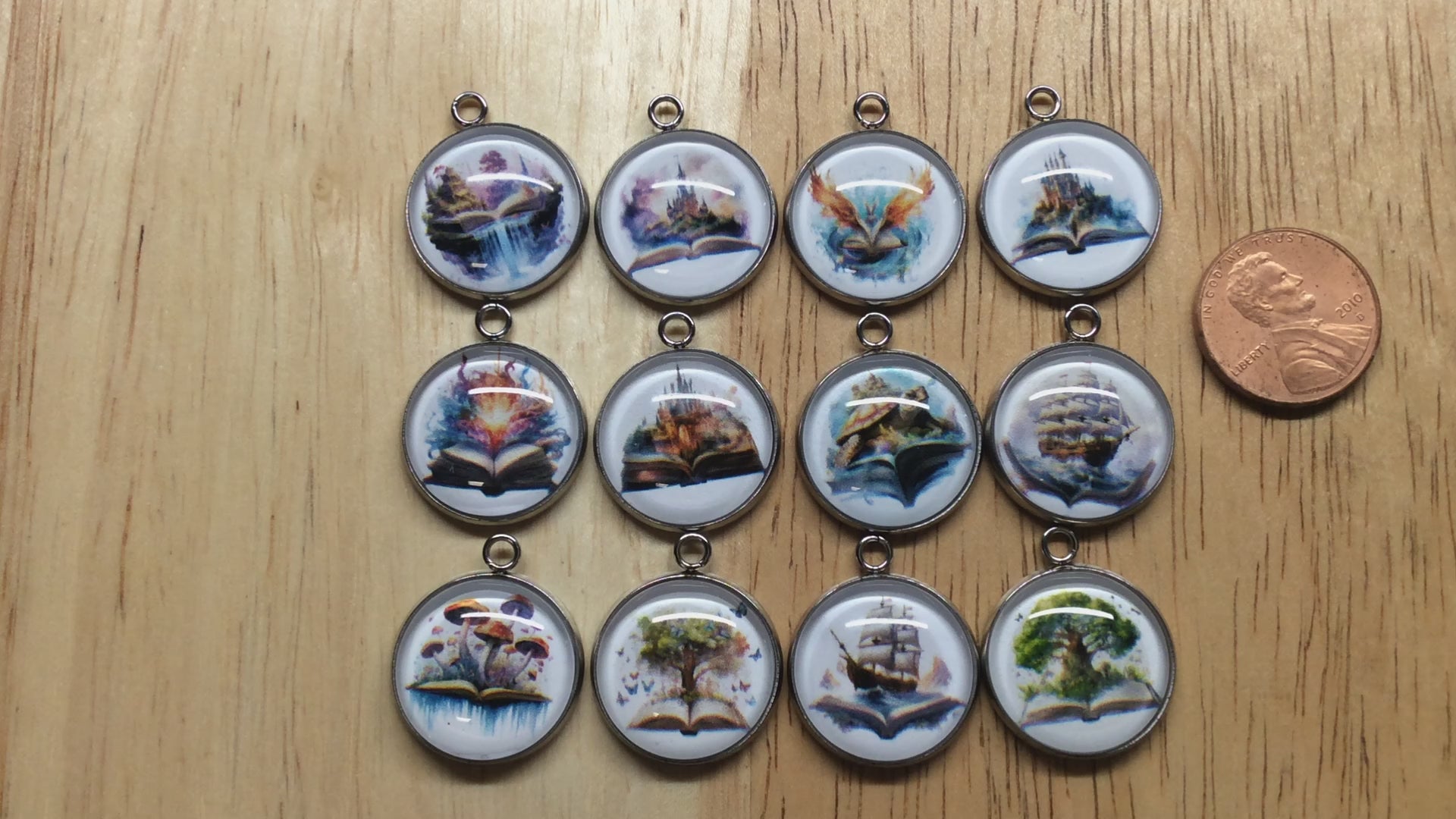 video of 12  storybook magic themed class cabochon charms