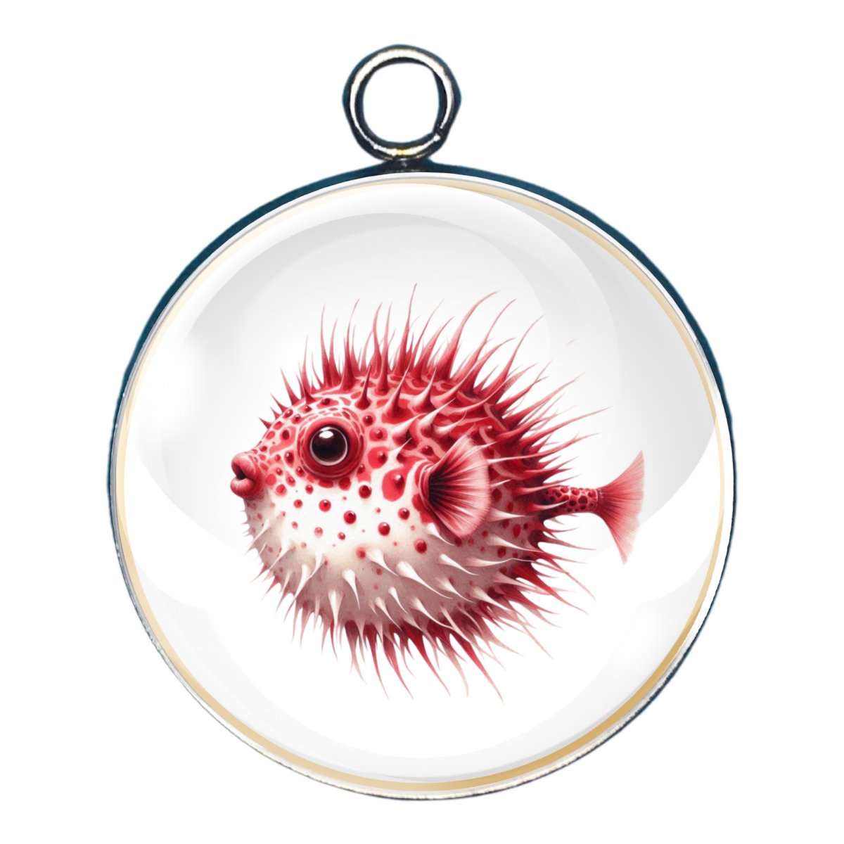 Puffer Fish Glass Cabochon Charms