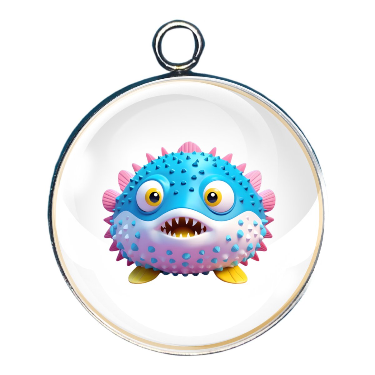 Puffer Fish Glass Cabochon Charms