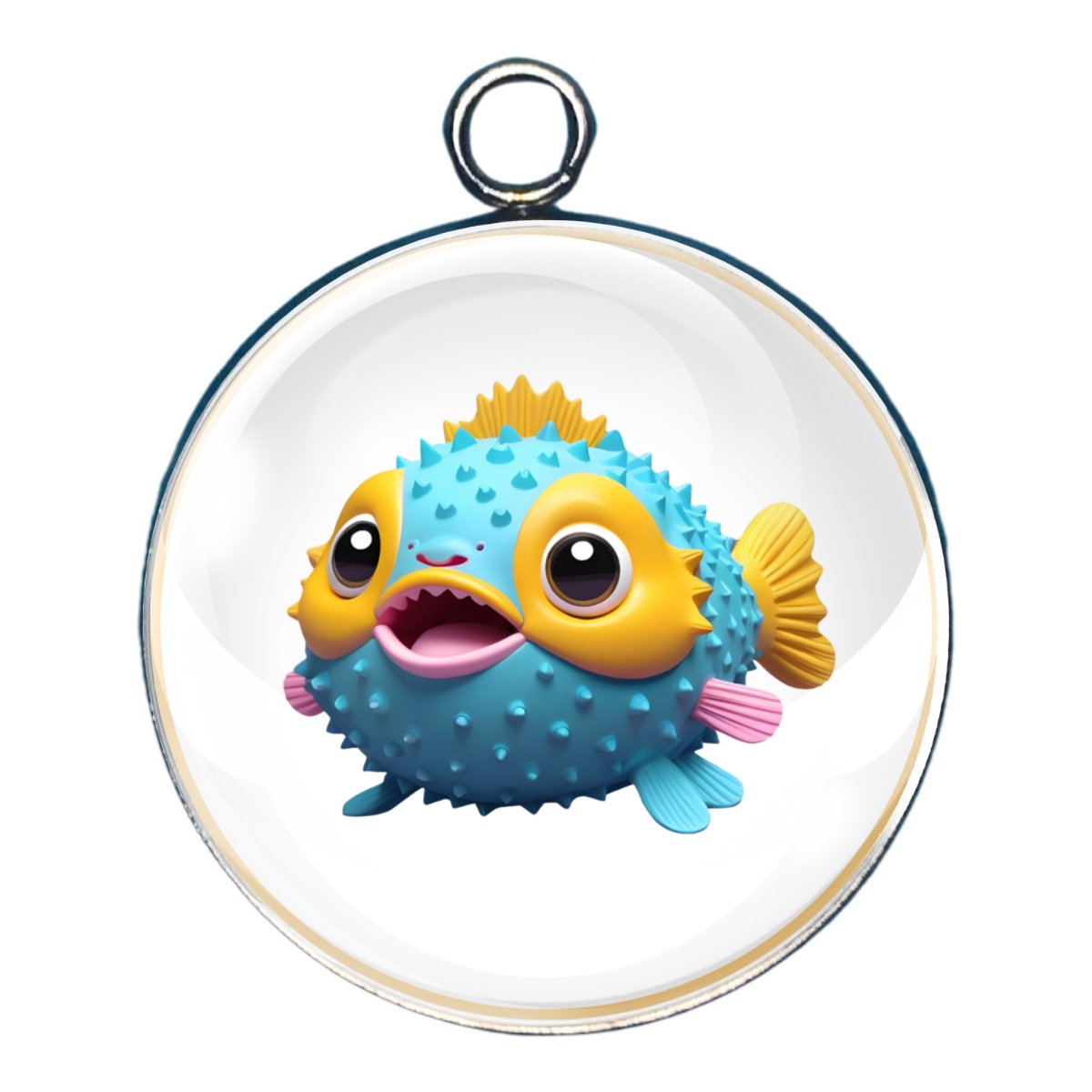 Puffer Fish Glass Cabochon Charms