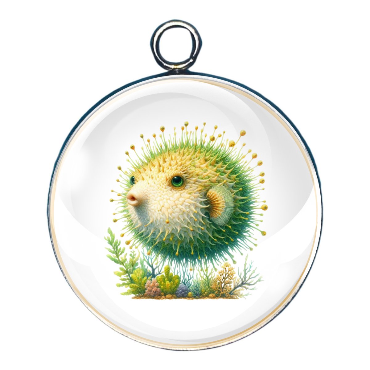 Puffer Fish Glass Cabochon Charms