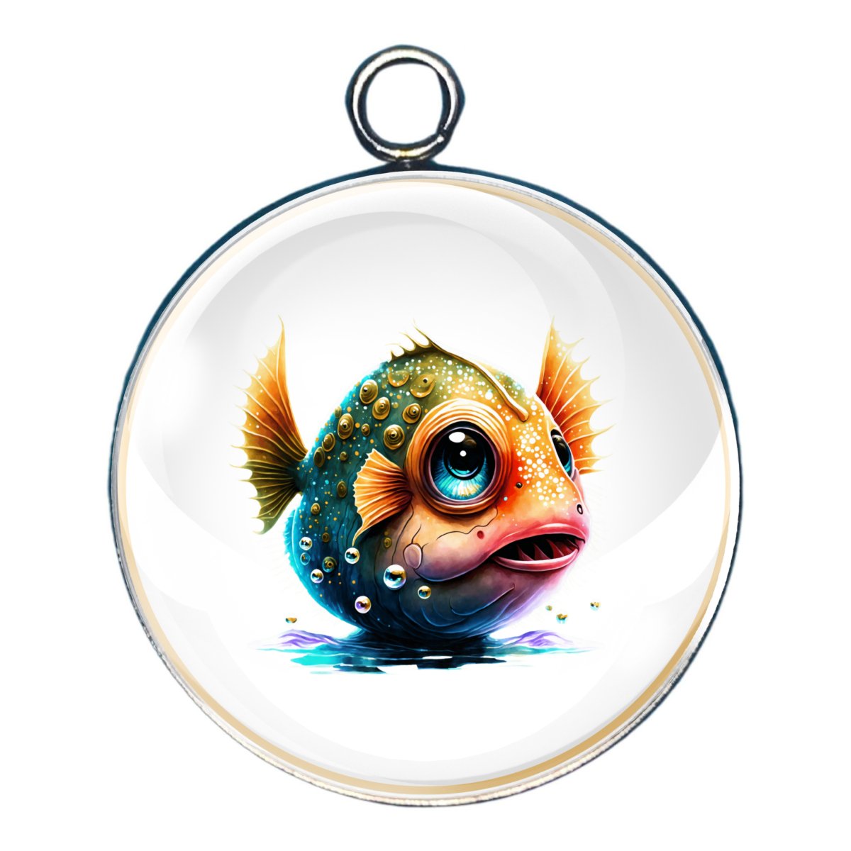 Puffer Fish Glass Cabochon Charms