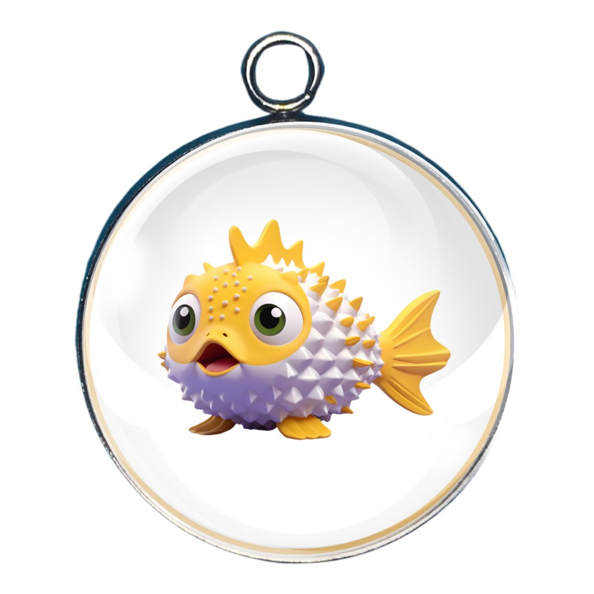 Puffer Fish Glass Cabochon Charms