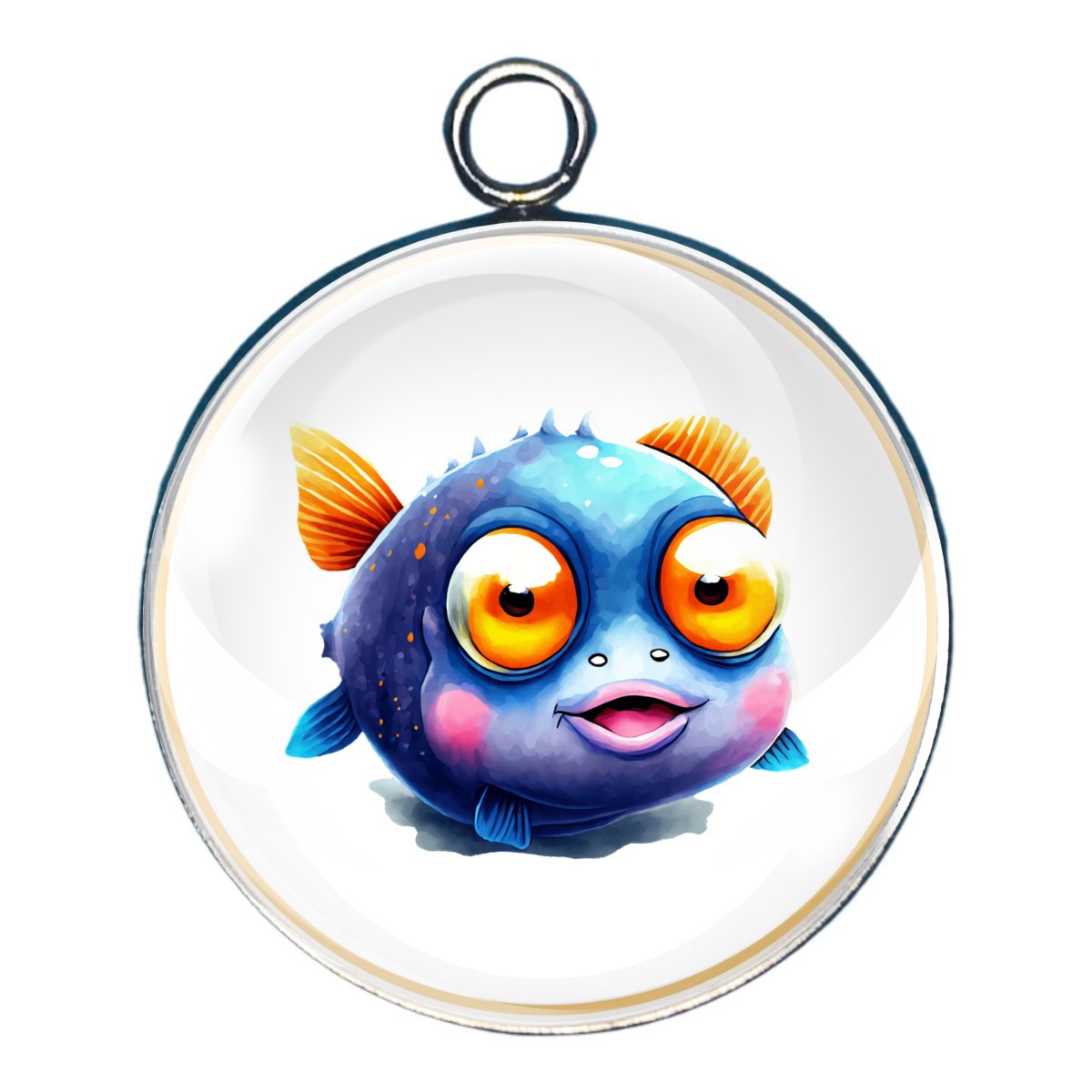 Puffer Fish Glass Cabochon Charms