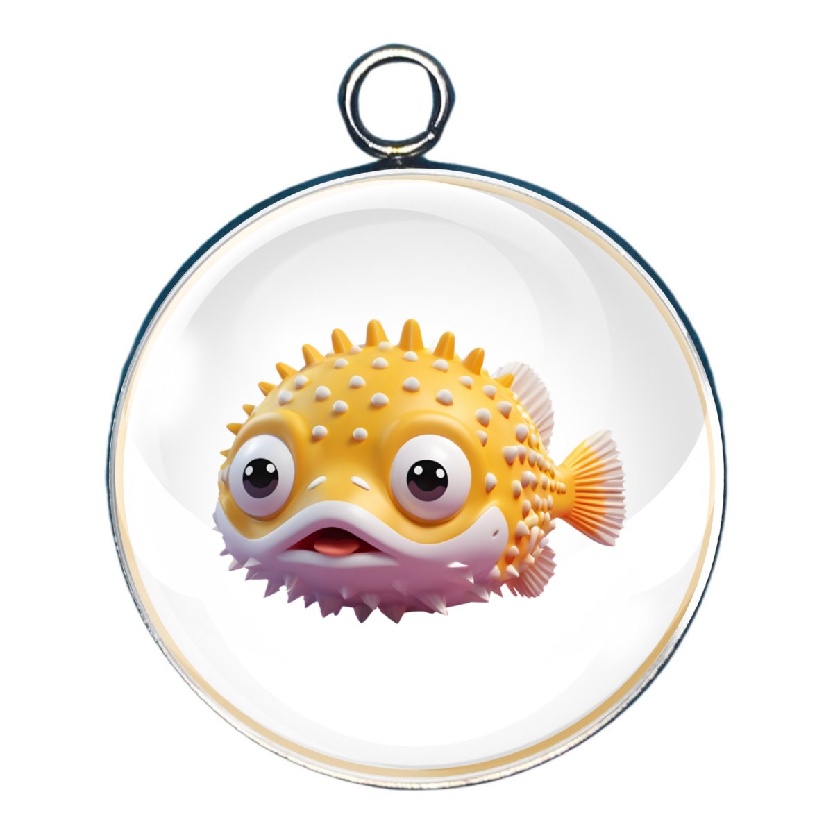 Puffer Fish Glass Cabochon Charms