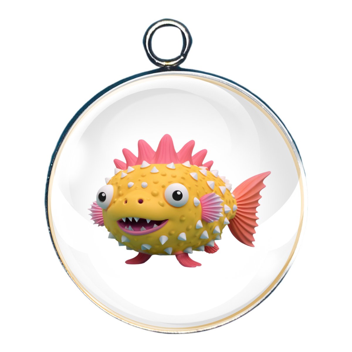 Puffer Fish Glass Cabochon Charms