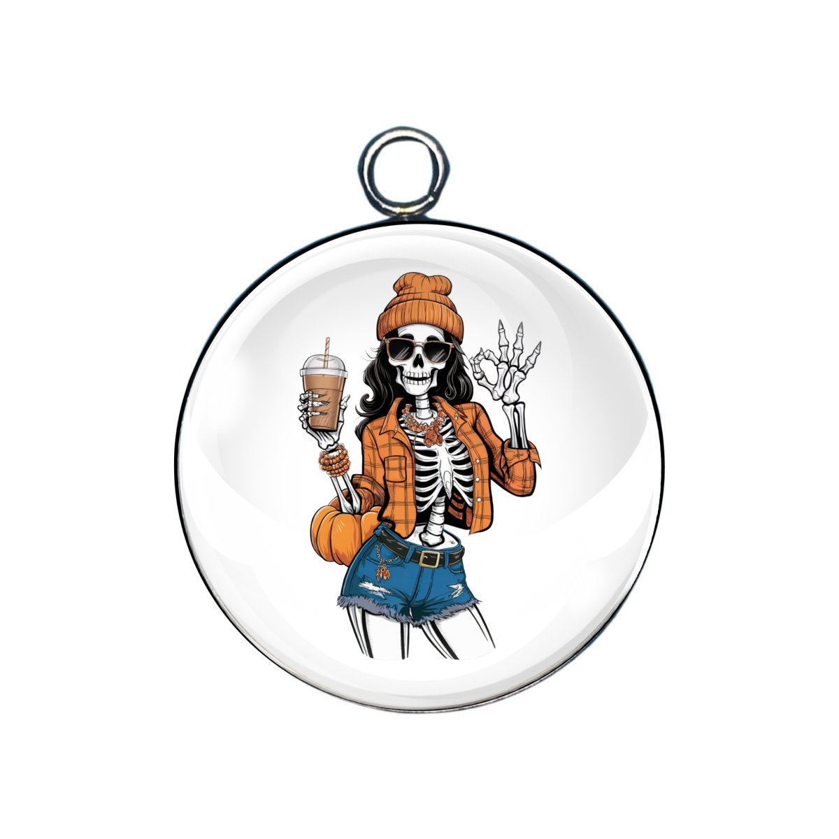 Pumpkin Spice Skeleton Girl Charms