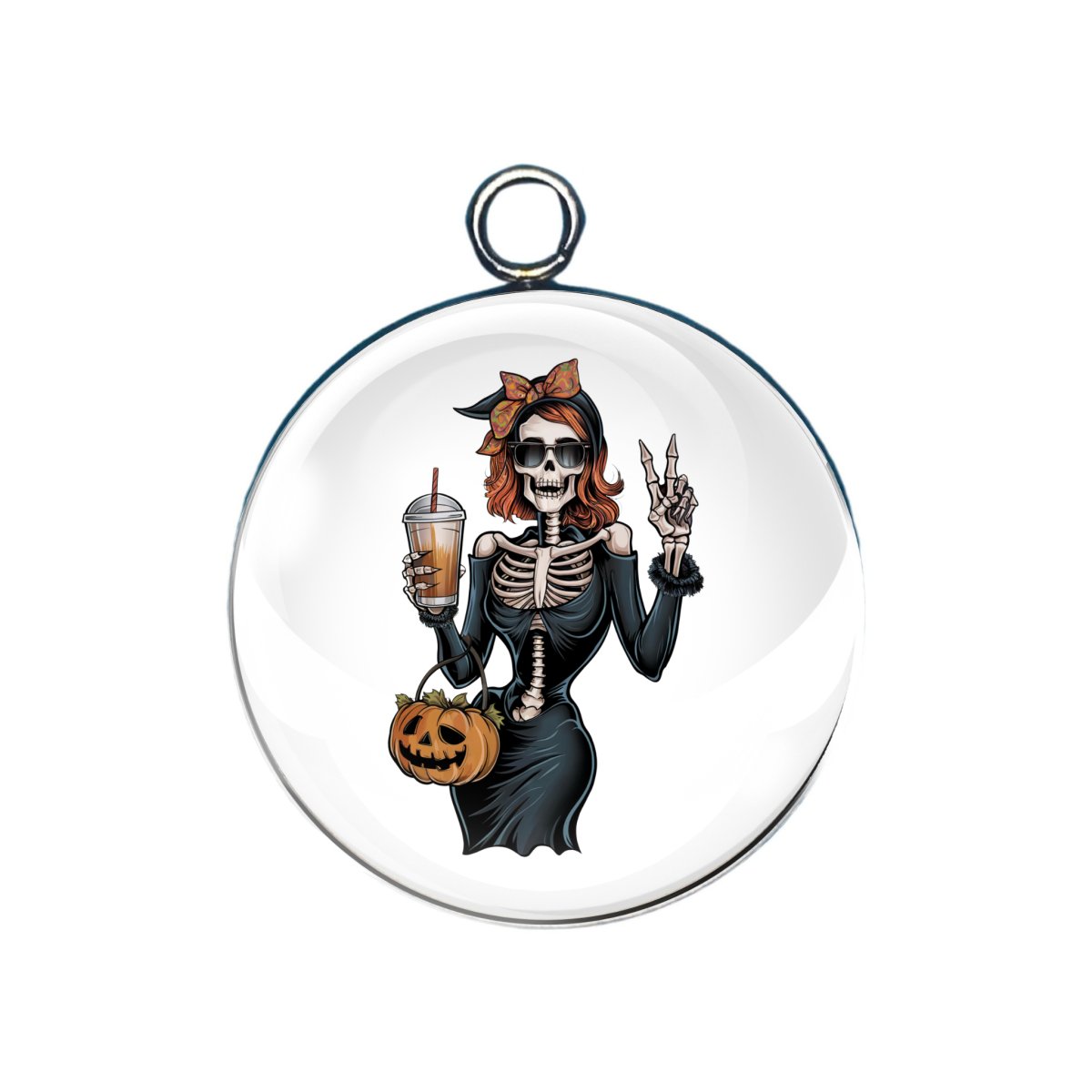 Pumpkin Spice Skeleton Girl Charms